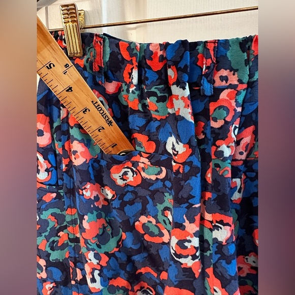ELEVENSES Anthropologie Sz 2 “Coral Floral” Beautiful Blue Lined Pull-On Silky - Picture 11 of 13